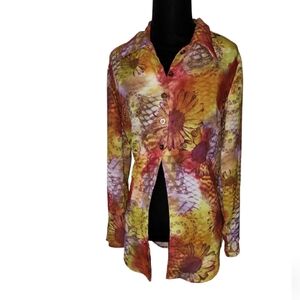 Vintage express 3 buttondown floral longsleeve top